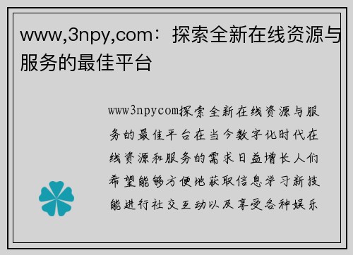 www,3npy,com：探索全新在线资源与服务的最佳平台